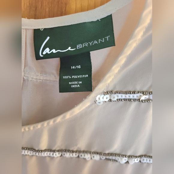 BOGO Lane Bryant Short Sleeve Sheer Beaded & Sequin Striped Top size 14/16 - Picture 5 of 9